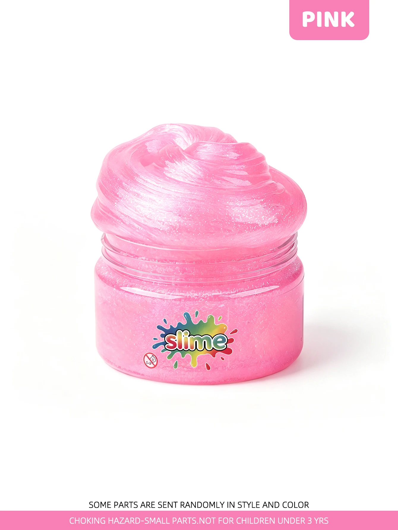 1PC Pink Glitter Slime Toy Soft Elastic Putty Non‑sticky DIY Stress Relief Fidget Toy for Kids