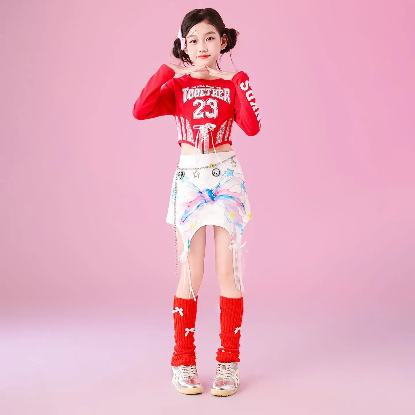 

Детская одежда для хип-хоп танцев, костюмы для выступлений K-pop для девочек, детская одежда для джазовых танцев, сценический костюм для соревнований