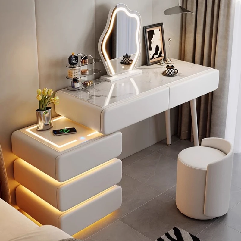 

Luxury Multifunctional Dressing Table White Nordic Smart Women Makeup Dressers Sets Vanity Storage Coiffeuse Furniture Home