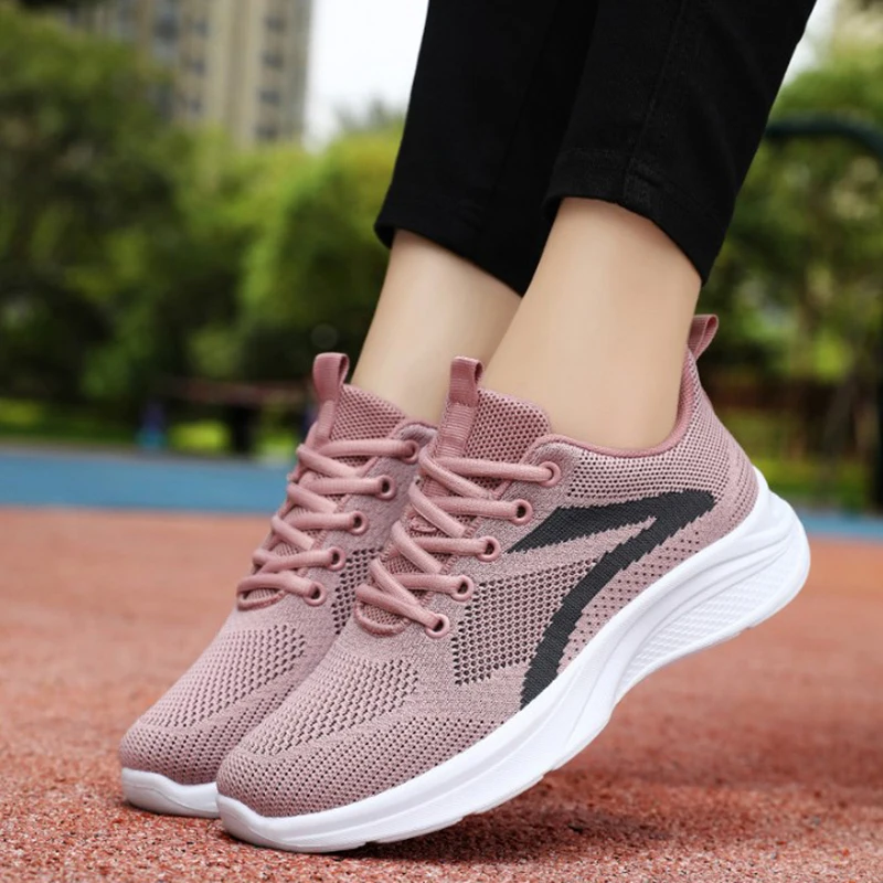 Women Casual Sport Shoes Breathable Lightweight Sneakers Outdoor Mesh Black Running Shoes Athletic Jogging Tenis Walking Shoes