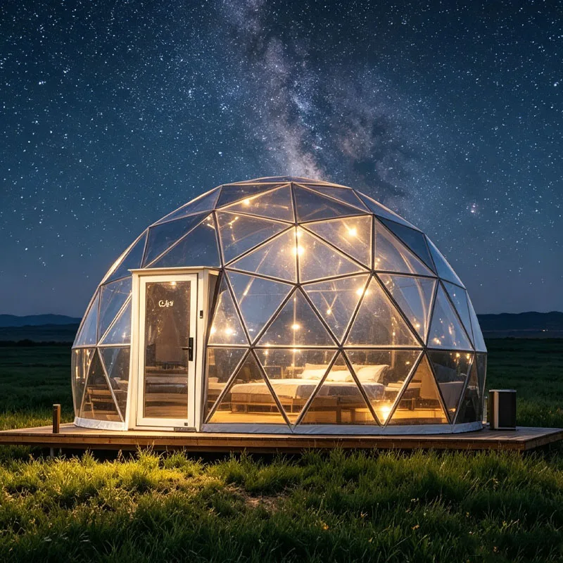 Outdoor Dome Tent Geodesic Glamping House with Clear Window for Luxury Camping Resort Customizable