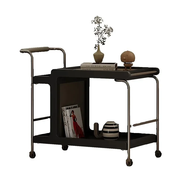 

ls 04Minimal small apartment with wheels removable saddle leather coffee table storage snack trolley sofa side cabinet