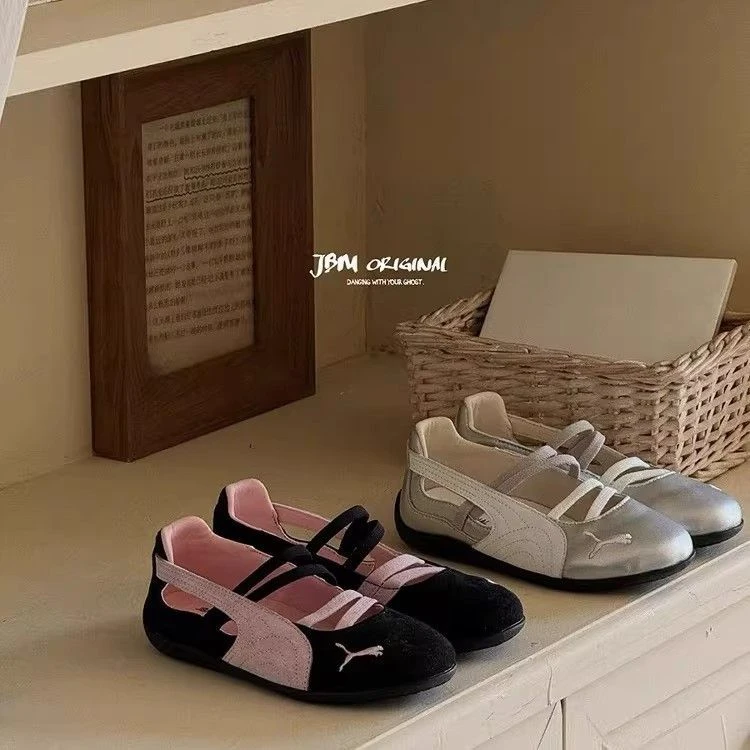Girls' Flannel Retro Color Matching Design Round Flat Shoes 2026 Spring Summer New Non-slip Comfortable and Durable Casual Shoes