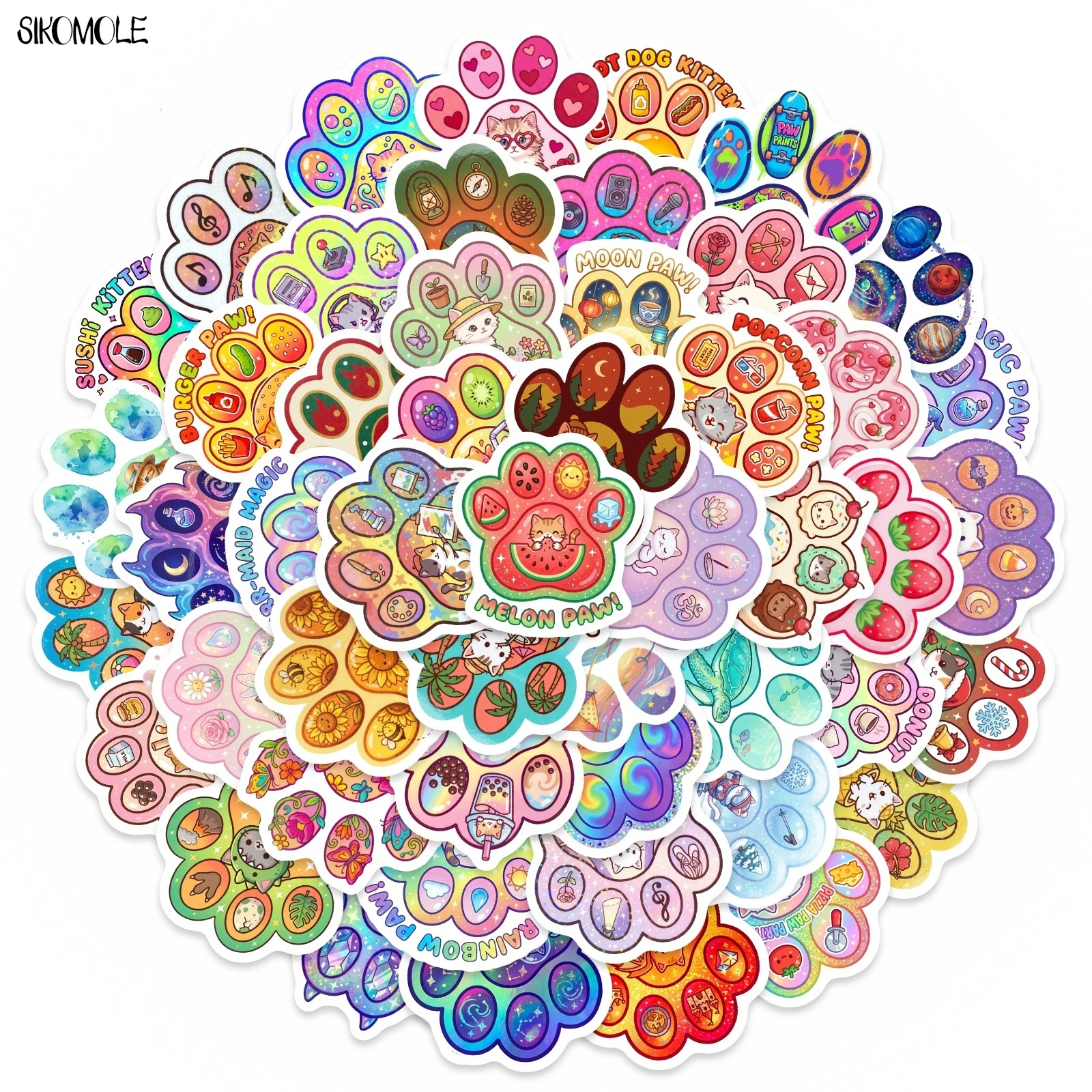 

10/30/50PCS Cartoon Colorful Cat Claw Print Stickers Book DIY Skateboard Toy Guitar Luggage Suitcase Decoration Graffiti Sticker