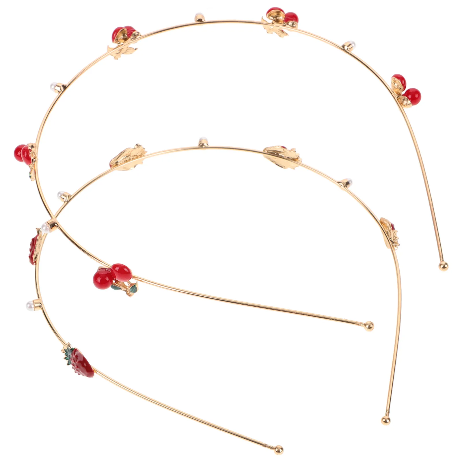 

2Pcs Cherry Strawberry Headbands Accessories Fruit Headdress for Women Wedding Gifts Hair Hoops Styling Tools