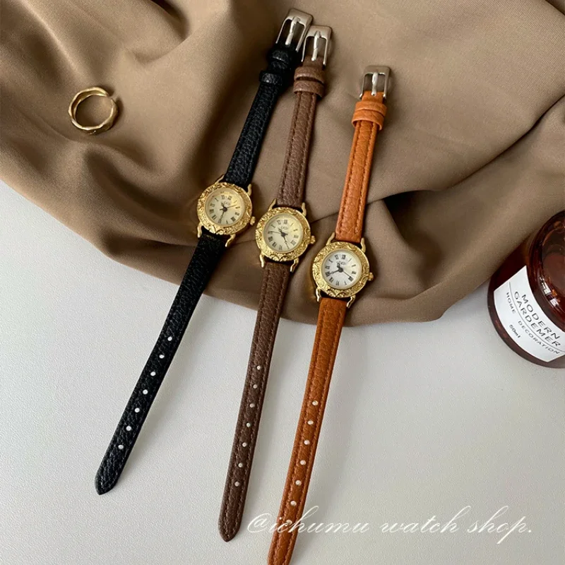 Fashion Vintage Digital Dial Casual Watch Round Leather Strap Fashion Clock Quartz Watch A Women's Gift  Relojes Para Mujer