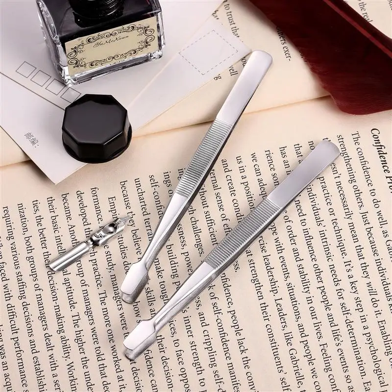 1Pcs Stamp Tweezers Stainless Steel Philately Stamps Collector Tools Eyebrow Forceps Brazing Tweezers Tong Soldering hand tools