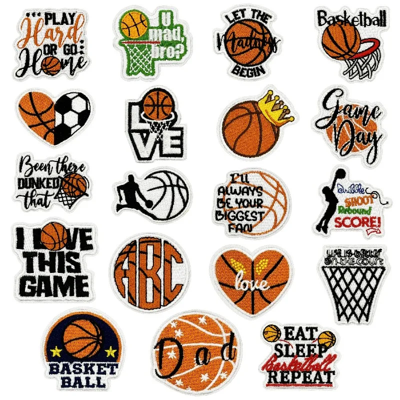 Basketball Letters Iron-on Sew Embroidery Badge Patches DIY T-shirt Hat Backpack Clothing Appliques Sticker