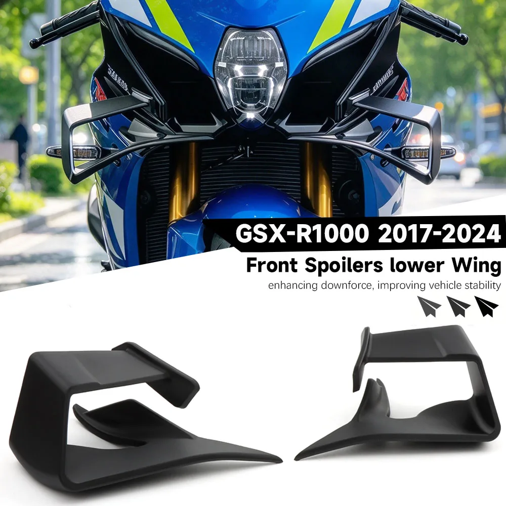 (For SUZUKI GSX-R1000 2017 2018-2023 2024 )Motorcycle Front Spoilers lower lip Wing Side Fairing GSX-R 1000 Fixed GP WINGS