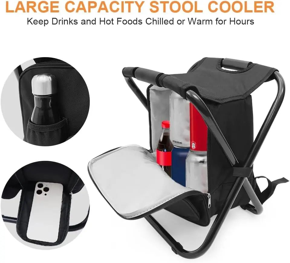Fishing Stool Detachable Portable Folding Chair Beach Camping Chair with Cooler Bag Lightweight Outdoor Folding Chair