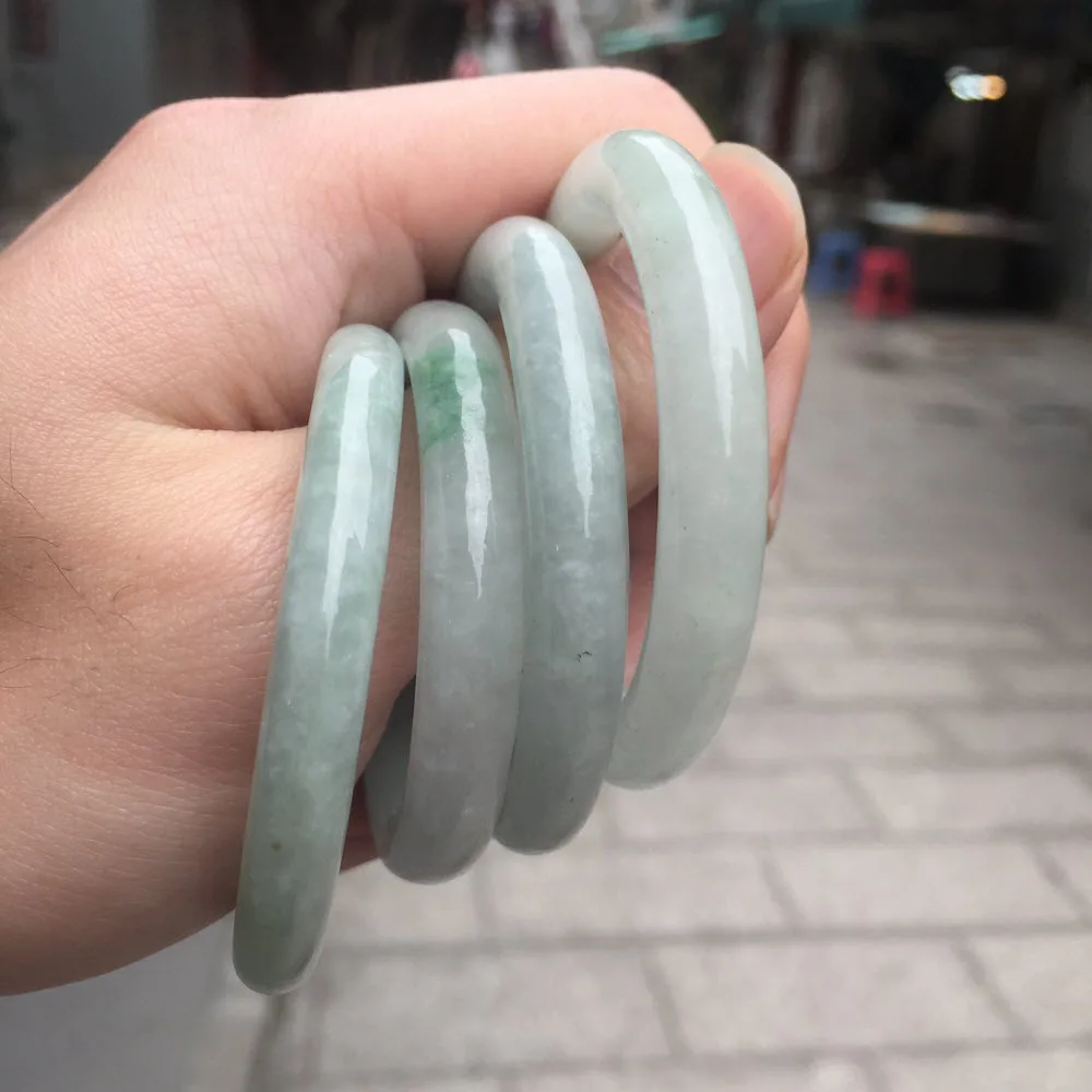 40mm Natural Myanmar Bruma White Jade Jadeite Bangles Hand Child Children Baby Stone Bangle Bracelet Jewelry Bracelet