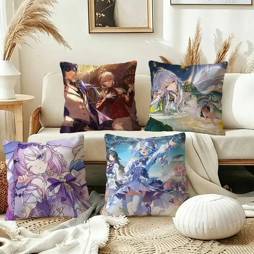 Genshin Impact game Pillow Cushion Cover Pillowcase Living Room Sofa Home Decor Customized