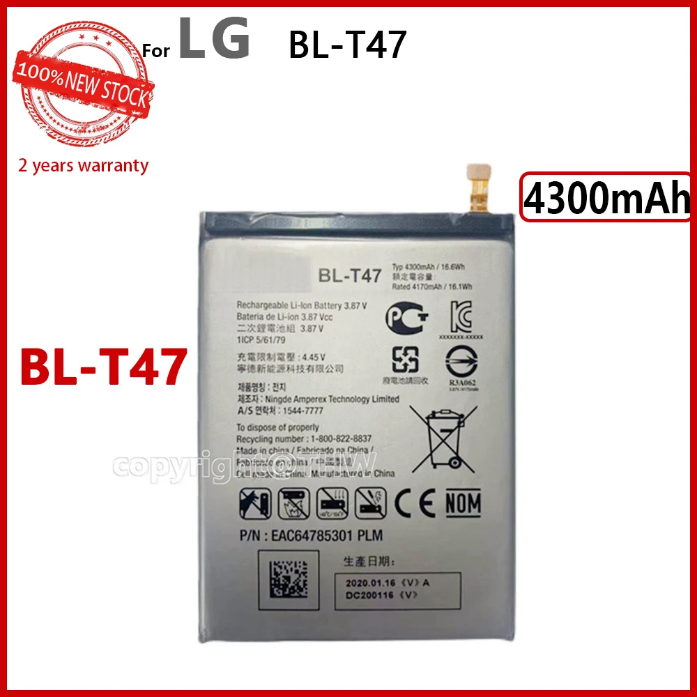 Genuine BLT47 BL-T47 Battery For LG Velvet LMG900TM BL T47 4300mAh Replacement Mobile Phone Batteria Batteries+Free Tools