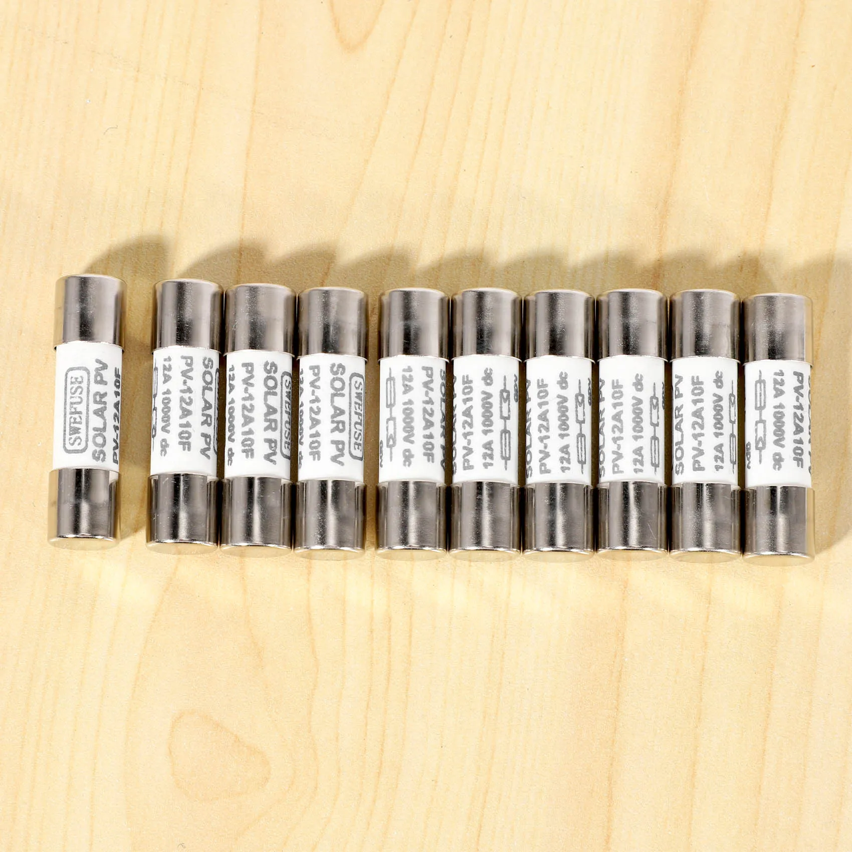 

Фотоэлектрический предохранитель постоянного тока, 10 шт., 1000 предохранителей, взрывозащищенный солнечный фотоэлектрический предохранитель, серебристый - 12 А