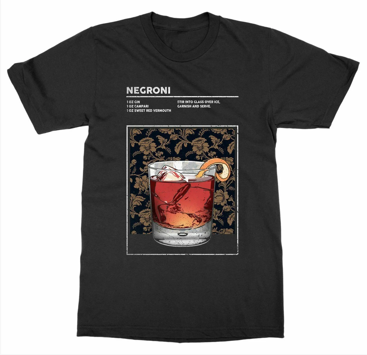 Mixed Drink Negroni Cocktail Liquor Happy Hour Bartender T-Shirt 100% Cotton O-Neck Short Sleeve Casual Mens T-shirt Size S-3XL