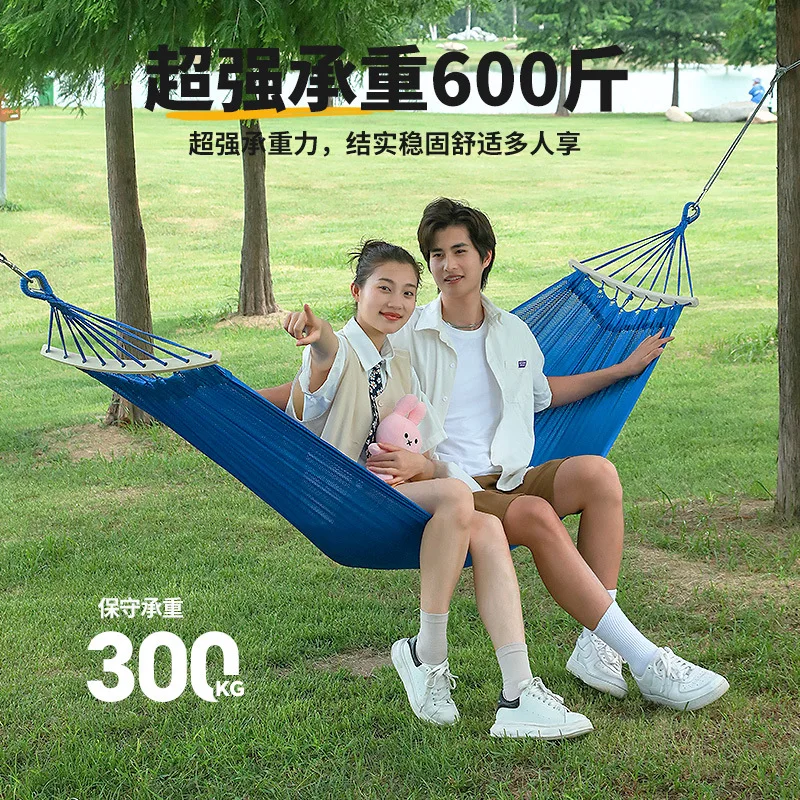 Outdoor Ice Silk Mesh Hammock Anti-Rollover Swing Adult Breathable Cool Mesh Bed Artifact Cradle Lazy Hanging Chair