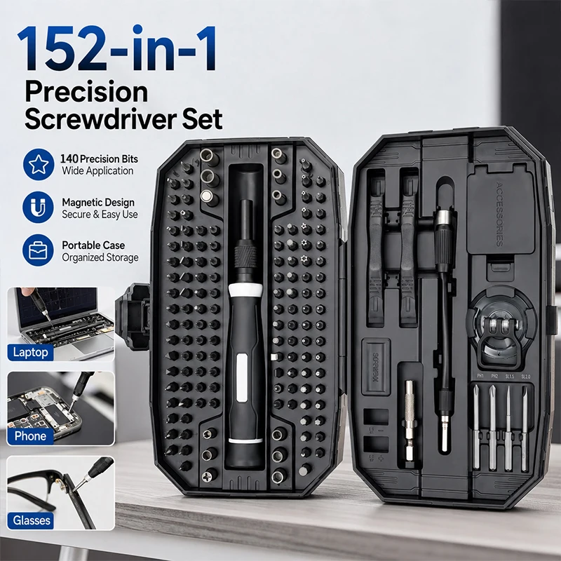 kit-de-reparation-magnetique-de-precision-152-en-1-pour-ordinateurs-portables-et-pc-avec-tournevis-manuel-t5-t6-torx-pour-telephones-consoles-de-jeux-et-montres