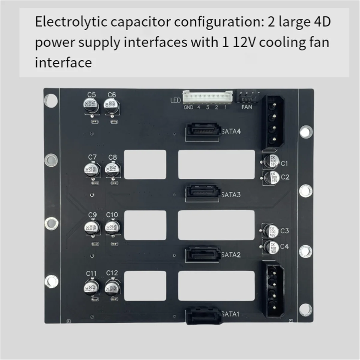 New Tech 6Gbps SSD HDD SATA5.1 Hard Disk Drive Backplane Nas Storage Card Server Expansion Board SATA to 4-Disks Adapter 2 X 4D