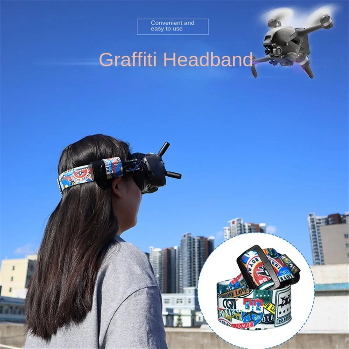 DTC5 Suitable for FPV Video Glasses Graffiti Color Headband Fixed Strap