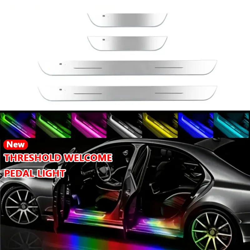 

Car Customized Door Illuminated Sill Light Logo Projector Lamp Car Welcome Lights USB Power Attachment Wireless Pedal Lamps