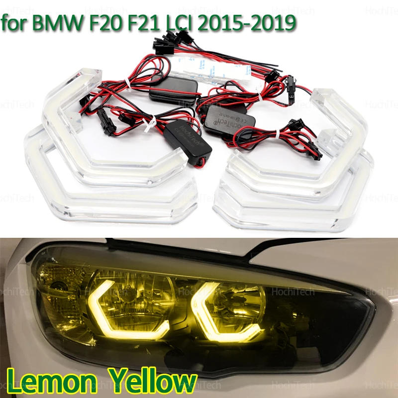 

M4 Style LED Angel Eyes Kit Ring Lemon Yellow Colors Headlight Lamp DRL for BMW 1 Series F20 F21 LCI 2015-2019