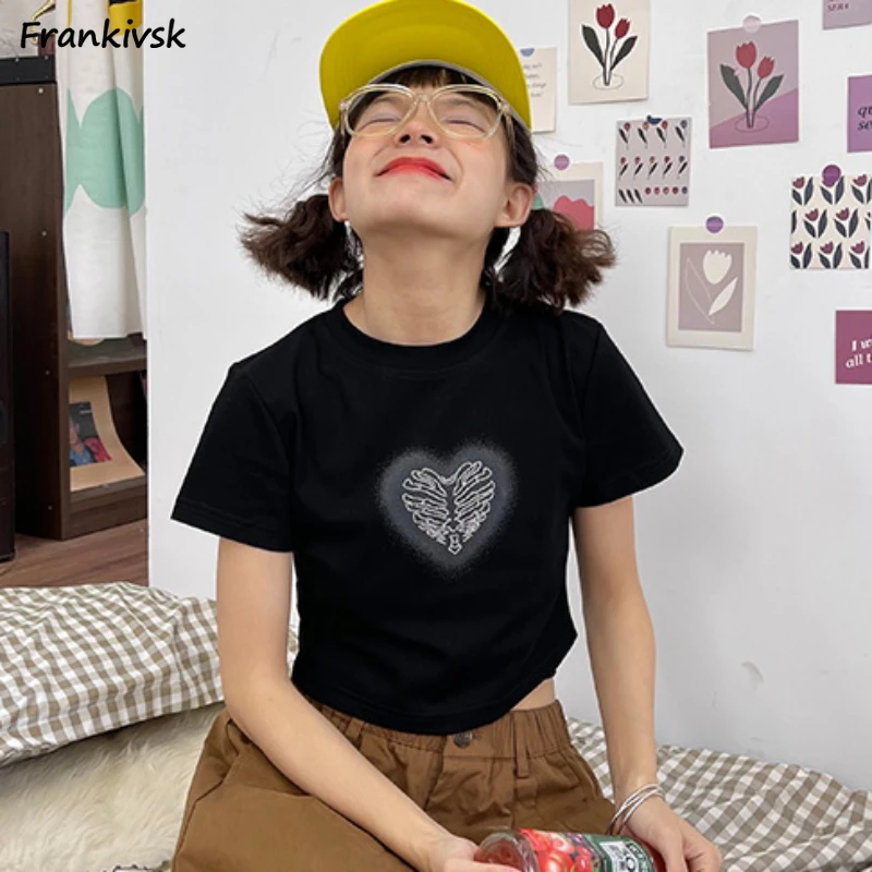 Simple Tees Women Hotsweet Japanese Style Leisure Fashion Youthful Vitality Elegant All-match Retro Slim Stretchy Solid Harajuku