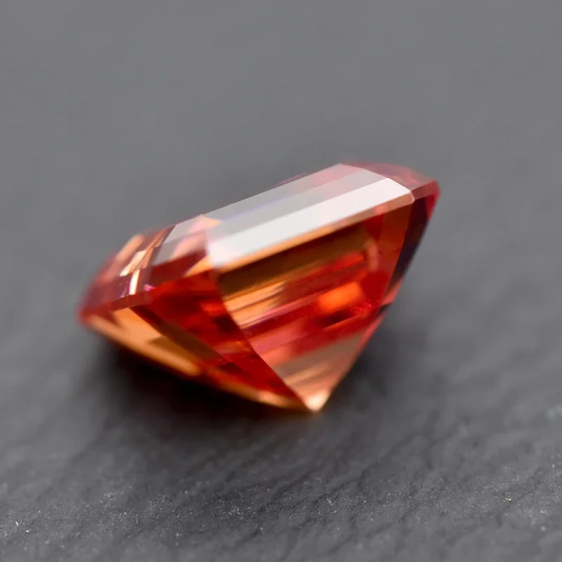 Moissanit-Stein im Asscher-Schliff, Wassermelonenrot, VVS1, DIY-Ring, Halskette, Hauptmaterialien haben den Diamanttester-Test bestanden. – Detail 3