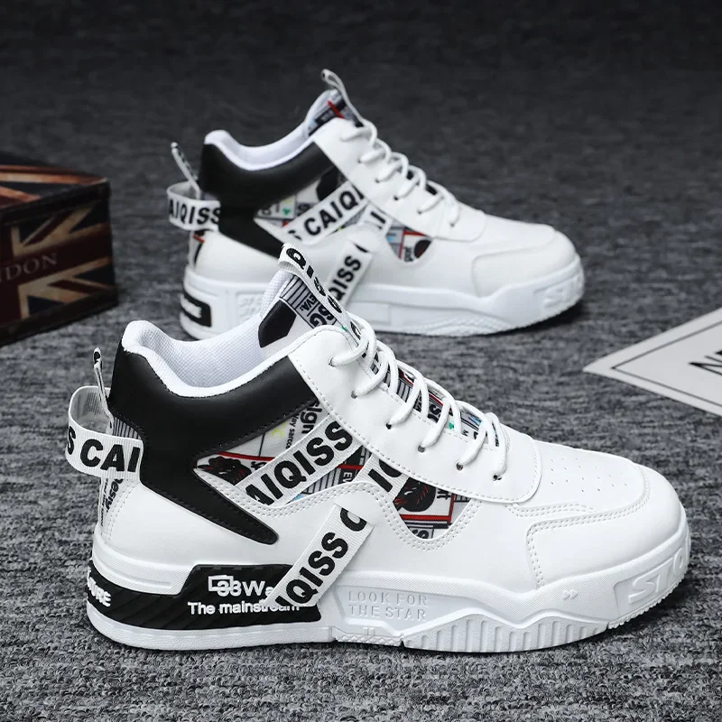 

New High Top Skateboard Shoes Men Fashion Platform Leather Men's Casual Sneakers Autumn Winter Comfortable Women's Skate Shoes