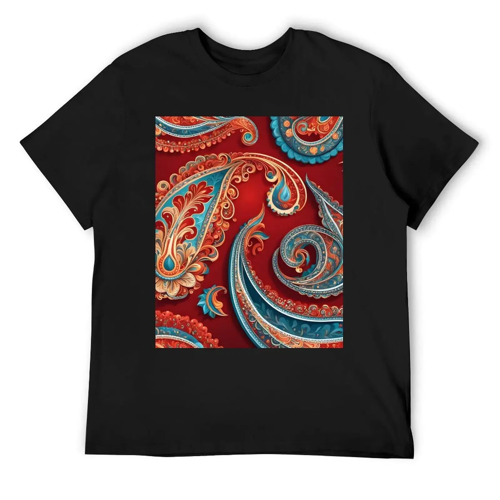 Red Paisley Peacock Fusion T-Shirt plain boys animal print man clothes shirts men