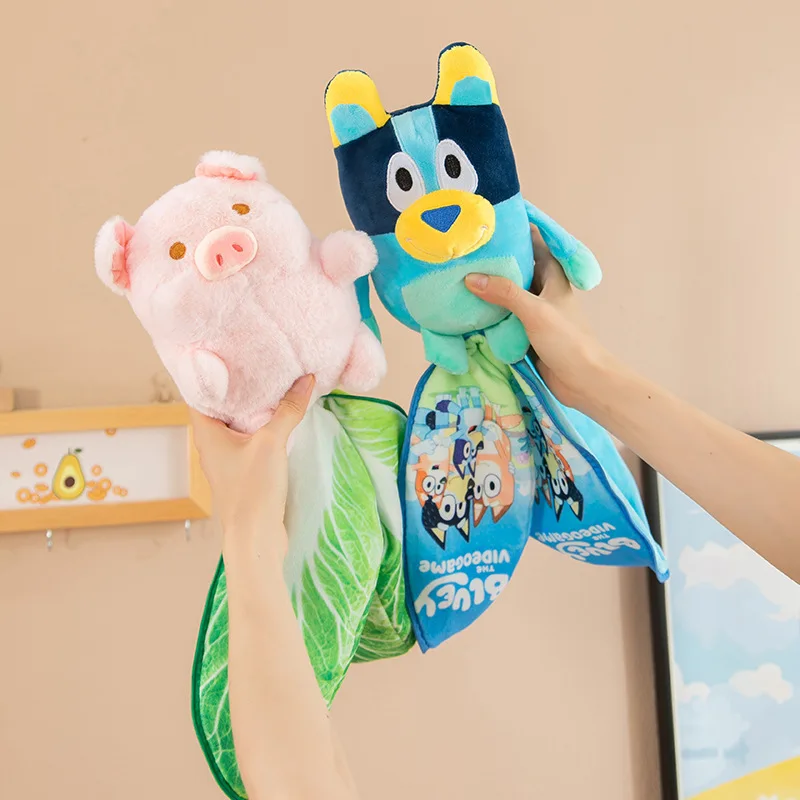 New Transformation 25cm Bluey Doll Cute Plush Toy Novel Zipper Bluey Pillow Doll Cloth Stitch Doll Children pink pig Gifts