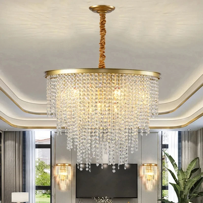 

Modern crystal chandelier, luxurious, atmospheric, and minimalist restaurant lighting, living room lighting, American style dott