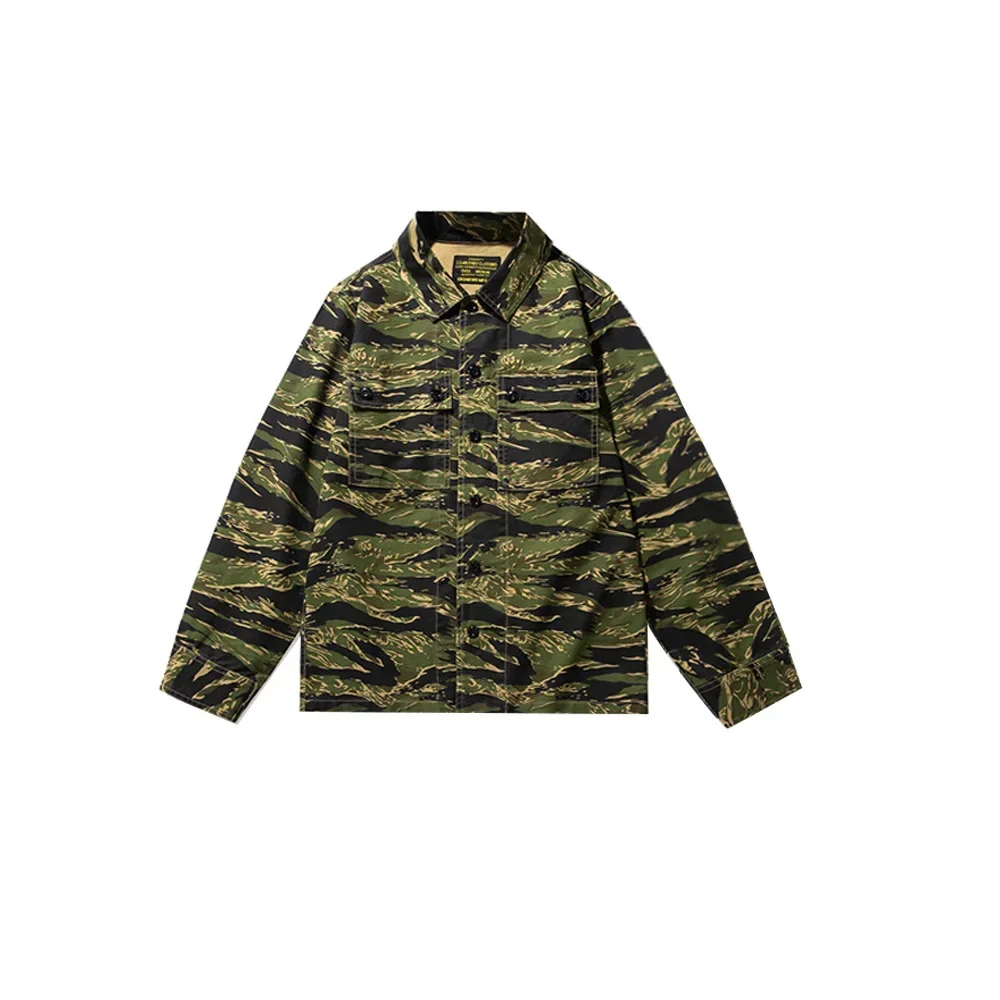 

Tiger stripe Camo Tabby Striped Shirt Tiger Pattern Camouflage Overalls New Stylish S Vintage Coat WWII Soldier Jacket