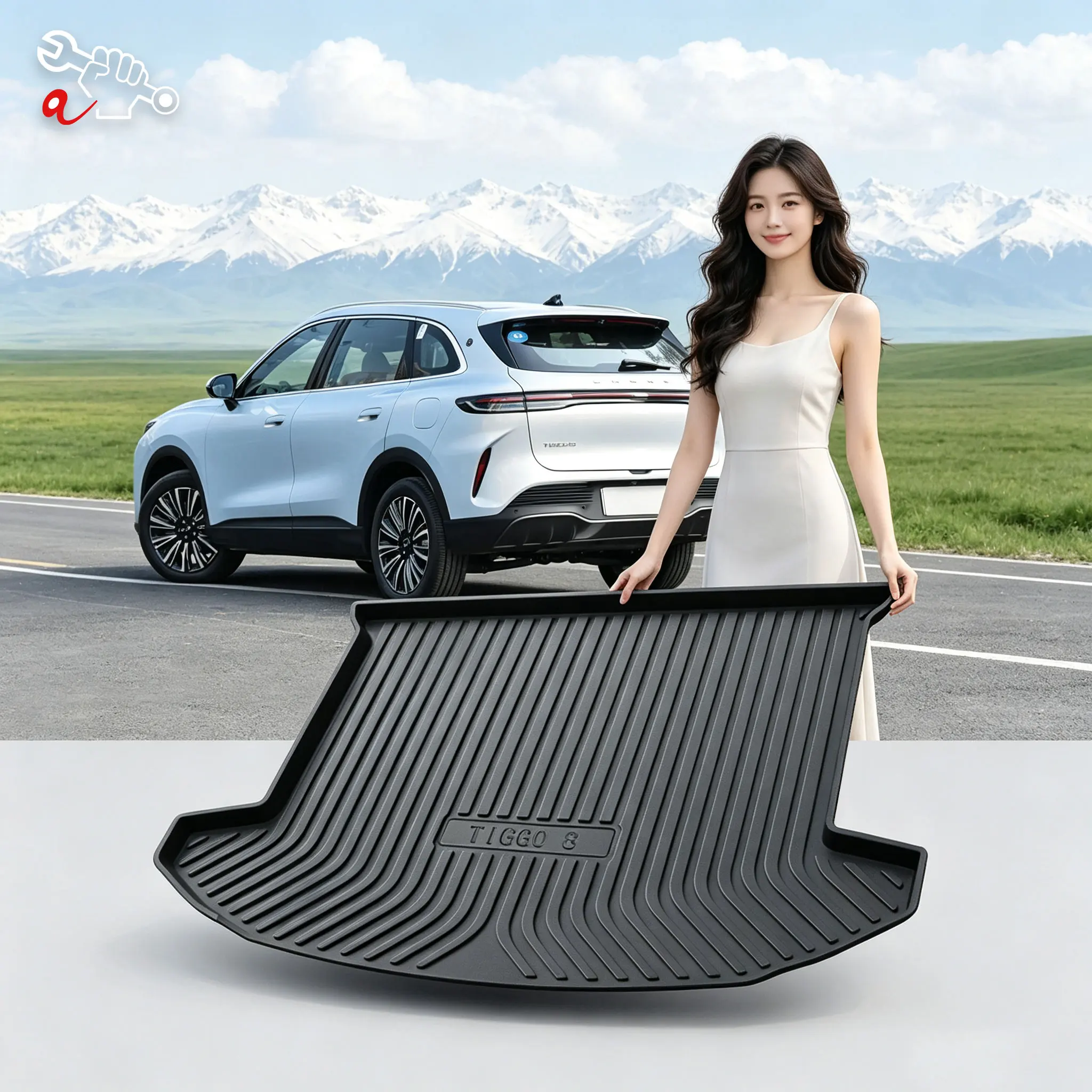 Custom Fit TPE Trunk Mat For Chery Tiggo 8 PLUS PRO 2018-2026 Rear Cargo Liner Durable Anti-Dirty Cargo Boot Liner Trunk Pad