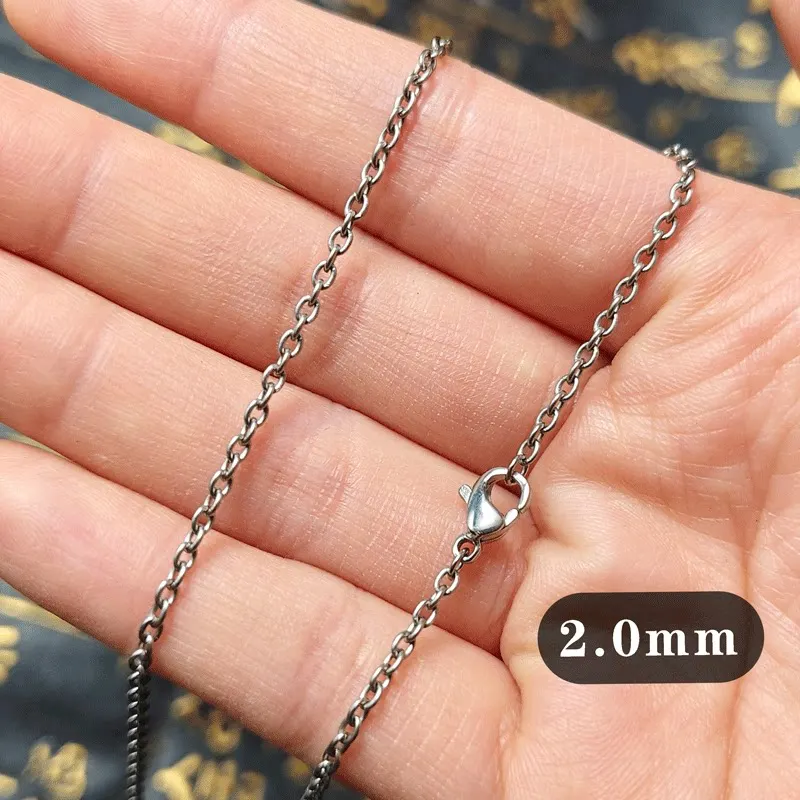 

Fashion 2/2.3/3mm Pure Titanium O Chain Necklace, Unisex Rust-proof Anti Allergic Titanium Chain Necklace for Sensitive Skin