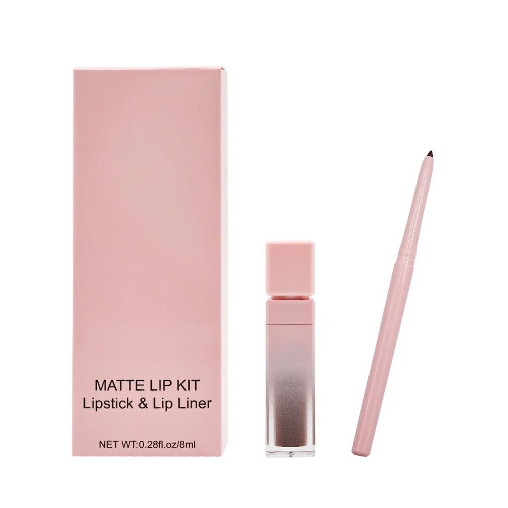 Zestaw szminek i konturów do ust z własną etykietą, matowy, wodoodporny, nieprzywierający błyszczyk, wodoodporny kontur do ust, naturalny makijaż kolorów.