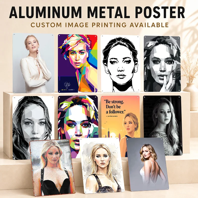 Jennifer Lawrence Textured Posters Personalized Aluminum Metal Sign Cinematic Star Tribute Wall Art Suited To Screen Collectors