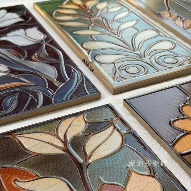 Vintage Enamel Tiles 150x300 Hand Painted Tiles Bathroom Tiles Mid-Century Waistline Bathroom