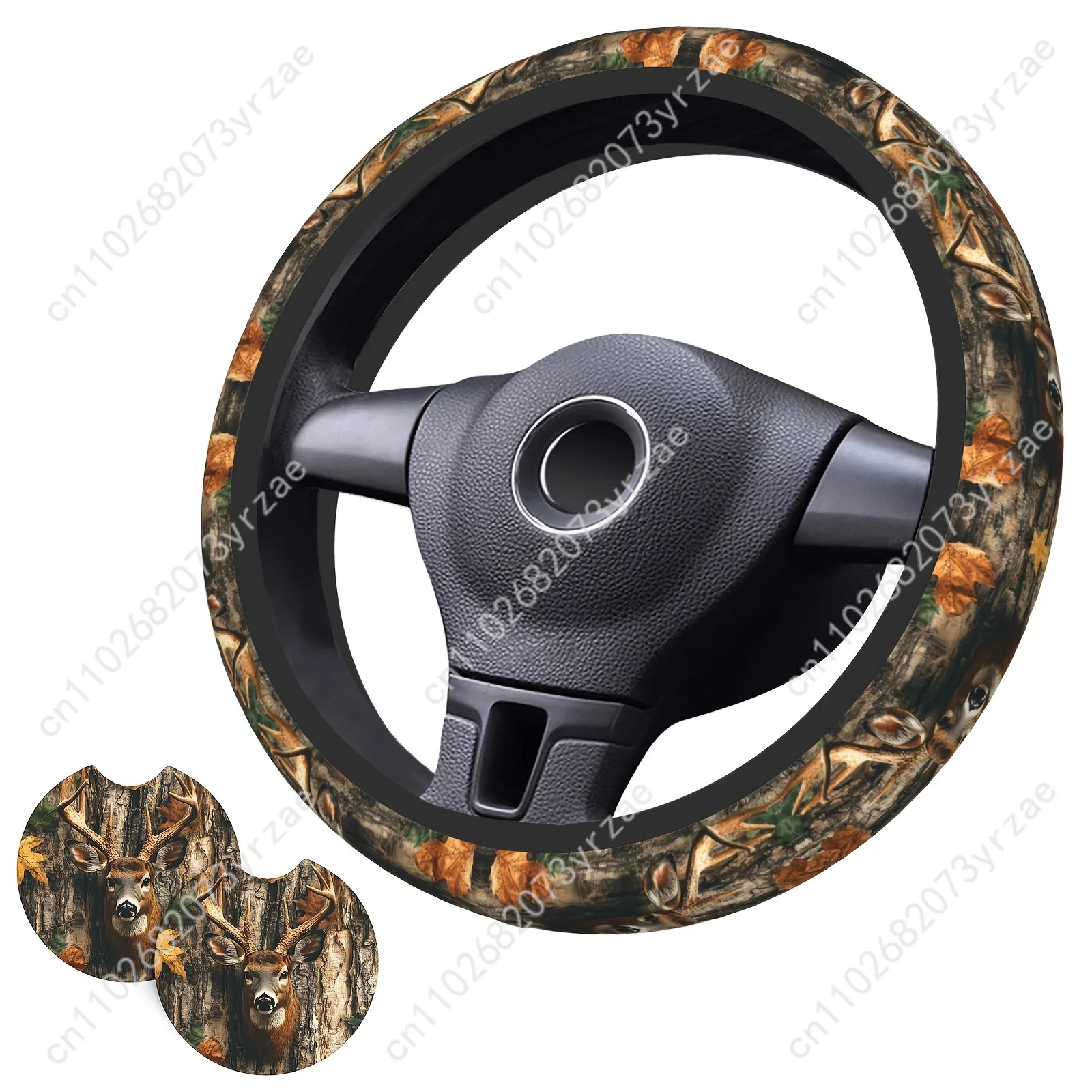 

Deer Camo Car Steering Wheels Cover Universal Type Environmental Friendly Comfortablenon-slip Breathable Steering Wheel Wrap