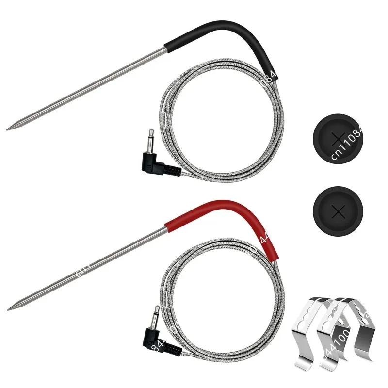 PB-1250 Food Probe, Meat Temperature Sensor, Silicone Grommet for Probe, Stainless Steel Probe Clip, Pellet Grill Probe Full Kit