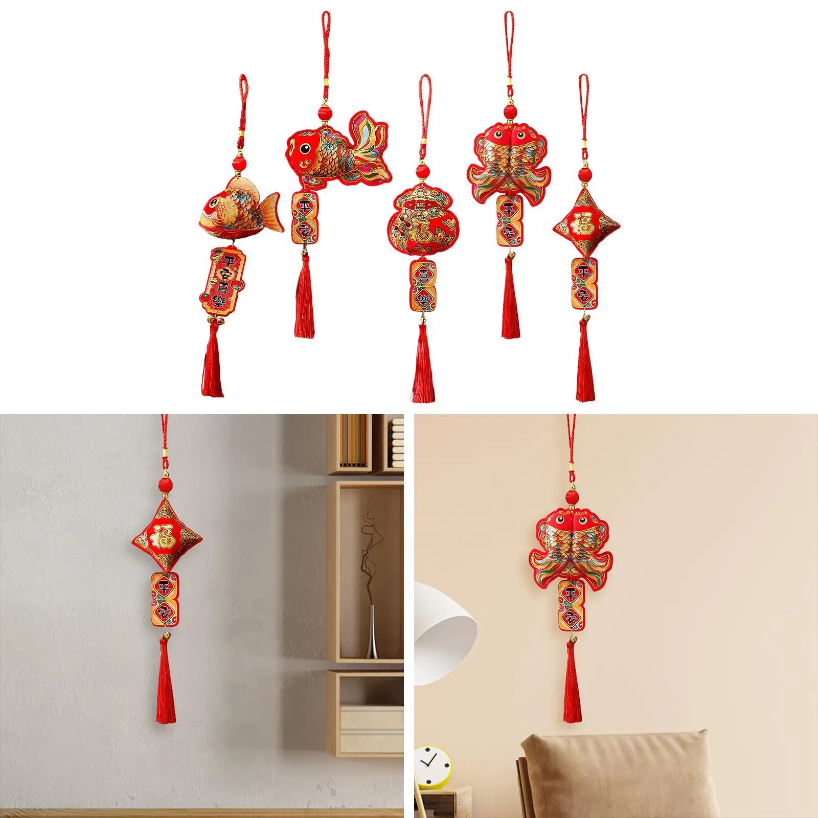 2025 Chinese New Year Hanging Decoration Spring Festival Decor Traditional Blessing Words for Living Room Lightweight