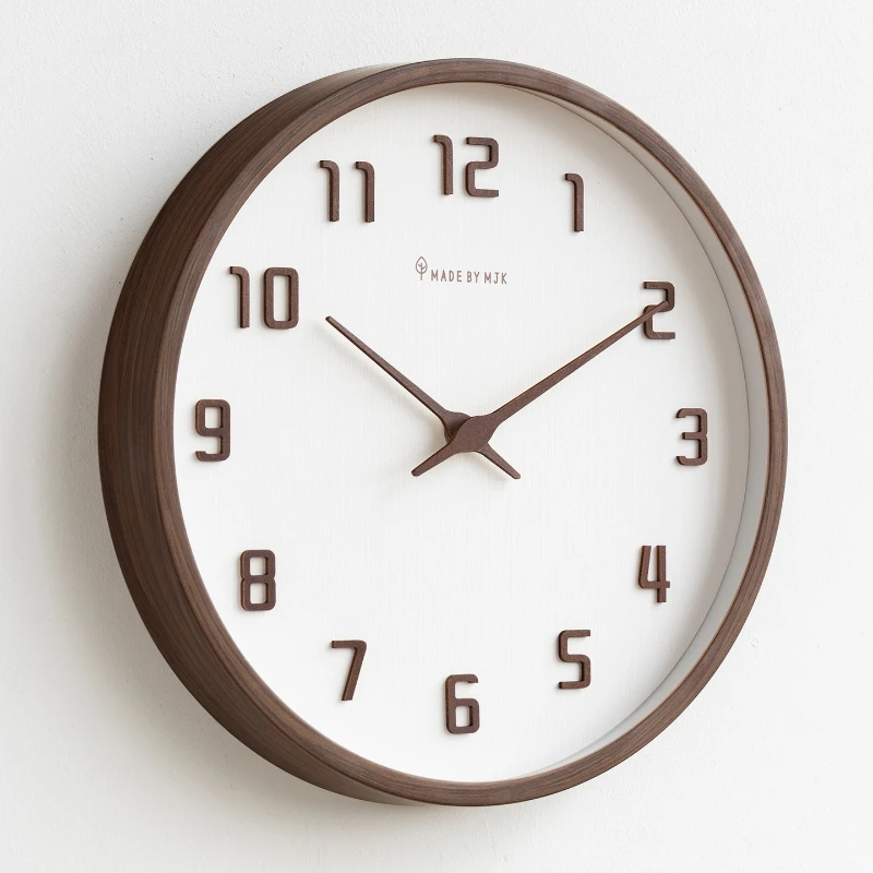 Wooden Wall Clock Living Room Minimalist Elegant 3D Digital Wall Clocks Noiseless Modern Aesthetic Watches Home and Decoration