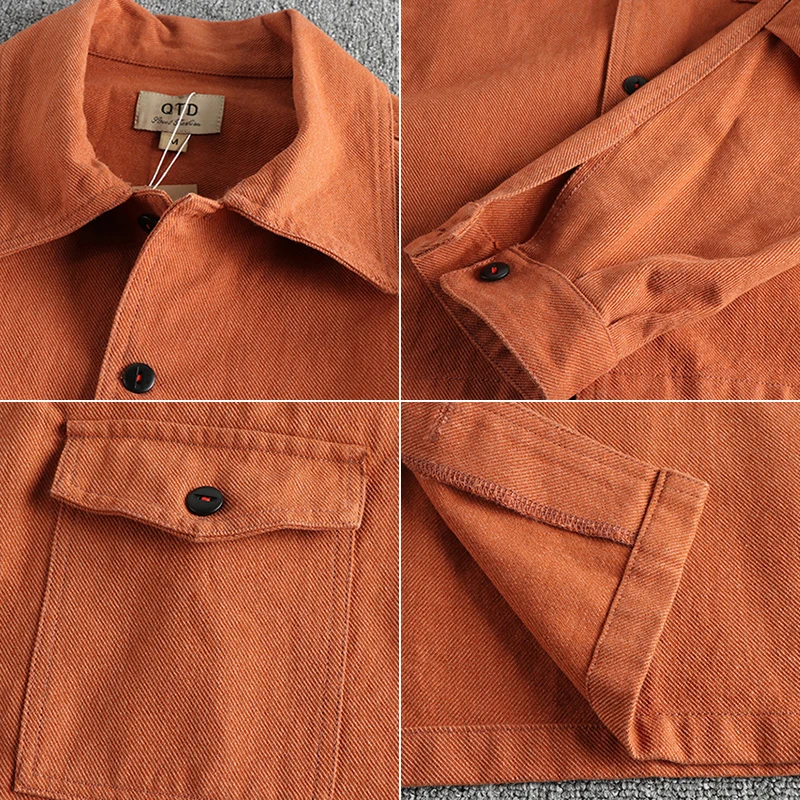 Men autumn and winter new twill woven cotton wash to do old vintage long-sleeved shirt products all the overalls shirt coat