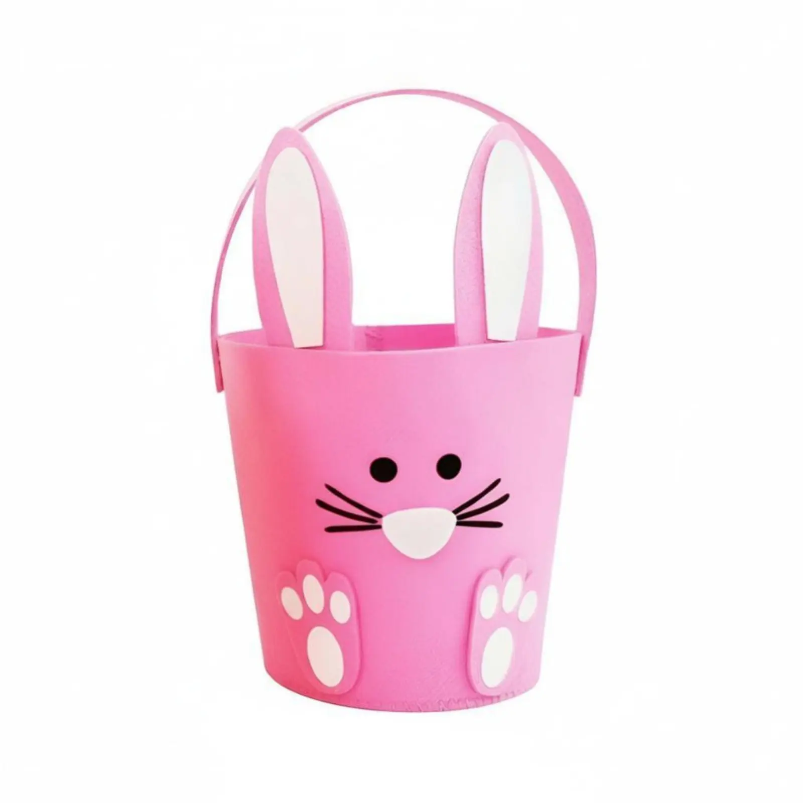 Easter Bunny Non-woven Candy Container, Oval Basket, Handheld Storage Bin, Gift Basket for Kids, Colorful Decoration