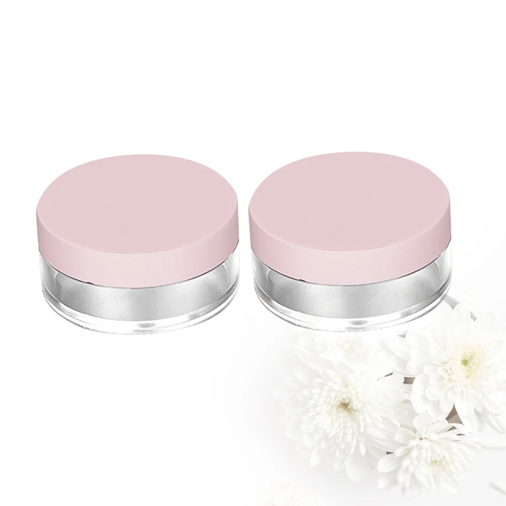 

2 Pcs Empty Loose Face Powder Case Straight Hair Puff Holder Container