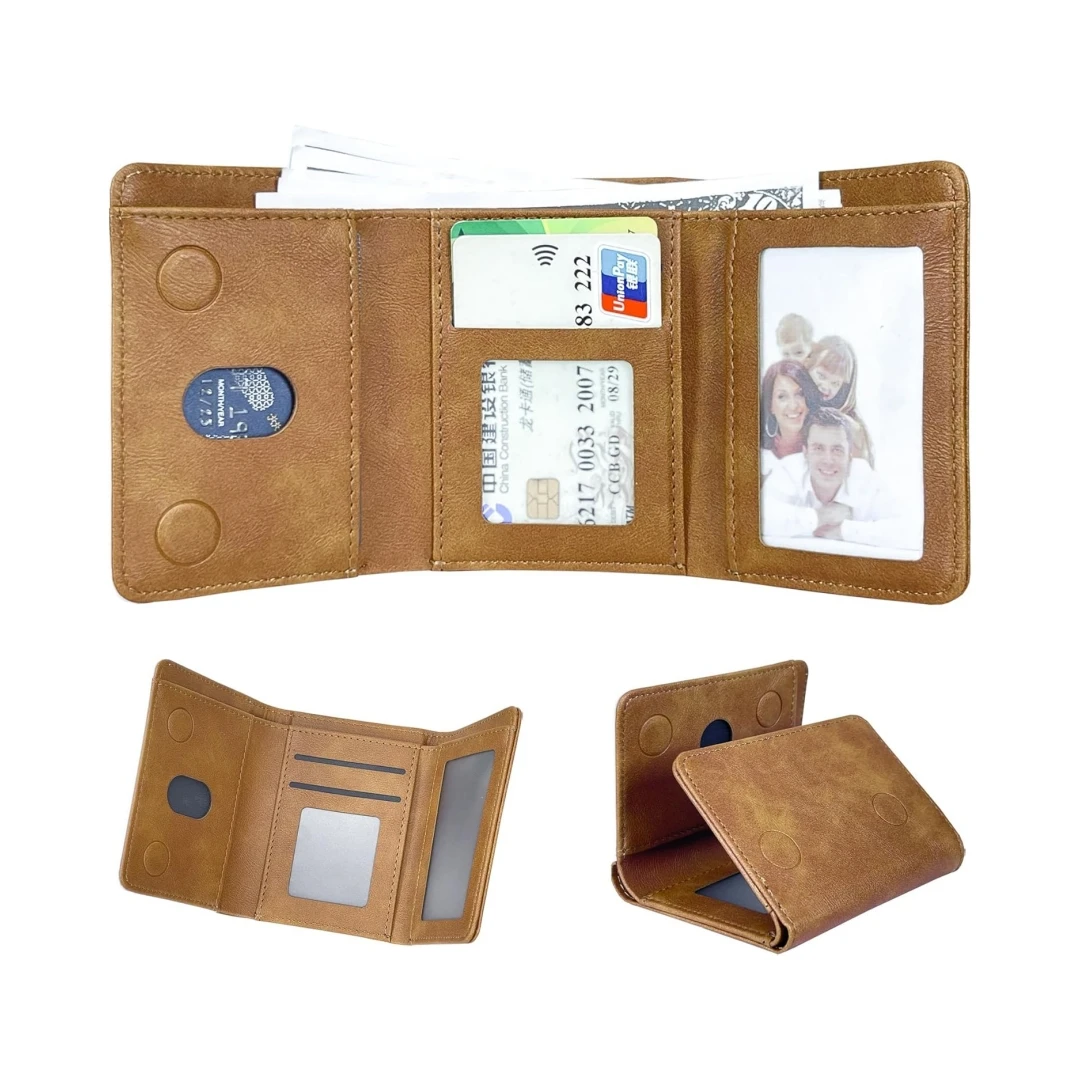 Paquete de 10 billeteras en blanco para sublimación para hombre, billetera triple de cuero PU fina y elegante con ventana de identificación, billeteras para impresión por transferencia de calor Diy