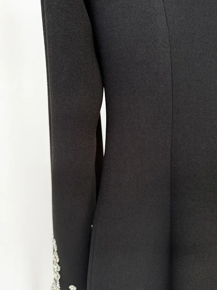 GPBD Crystal Black Floor Length Casual With Long Sleeves Turn down Collar Elegant For Performance Maxi Long Dress