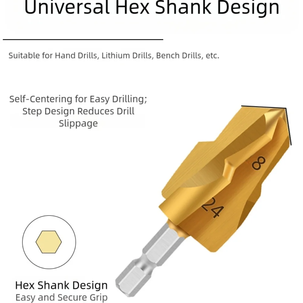 Broca de elevación PPR recubierta de titanio, vástago hexagonal de 20/25/32mm, taladro escalonado para expansión de tubería de agua, herramienta de mano, 2 uds.