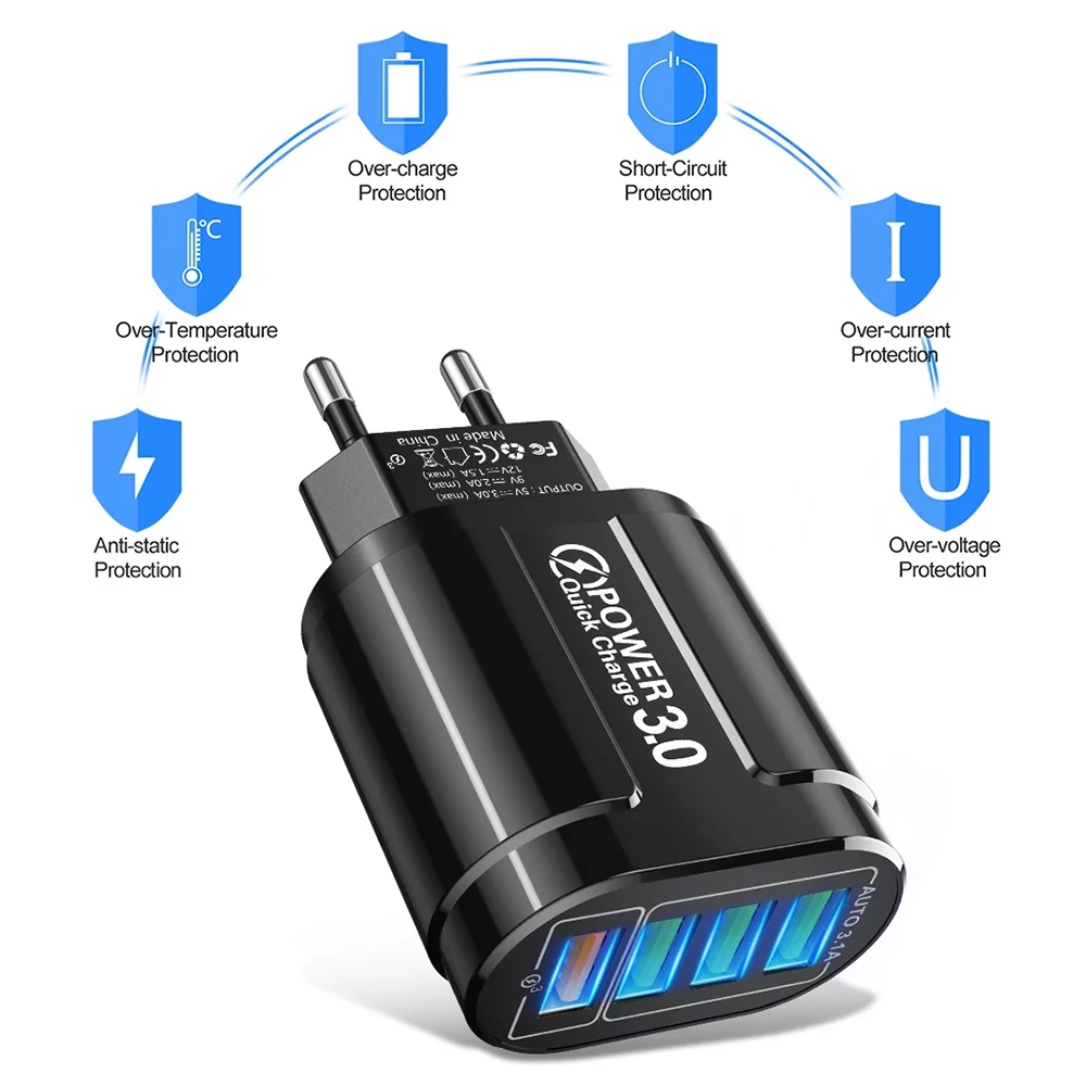 48W Fast Charging USB Type C Charger 4 Port EU KR PD QC3.0 Wall Quick Charge Phone Adapter For iPhone 15 Xiaomi Huawei Samsung image 4