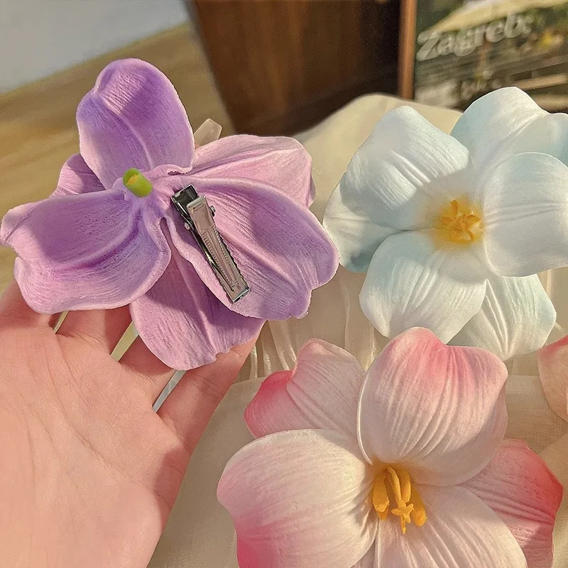 

Summer Simulation Tulip Flower Hairpin for Women Girls 2025 New Beach Vacation Tulip Hairpin Side Bangs Duck Bill Clip заколки