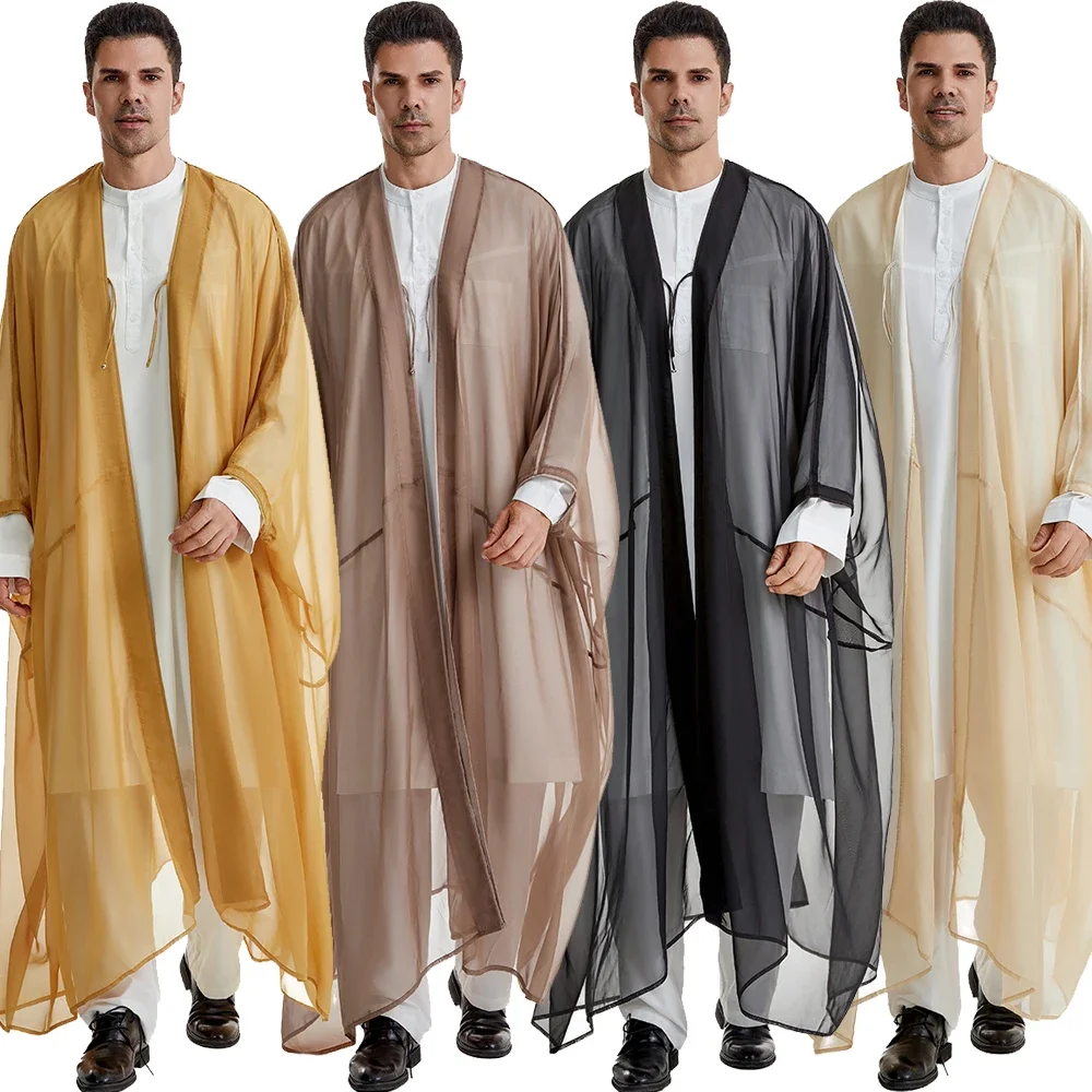 Ramadan Abaya for Prayer Clothes Men Kebaya Open Muslim Dress Kimono Kaftan Turkey Arabic Islam Djellaba Robe Jubba Thobe Caftan